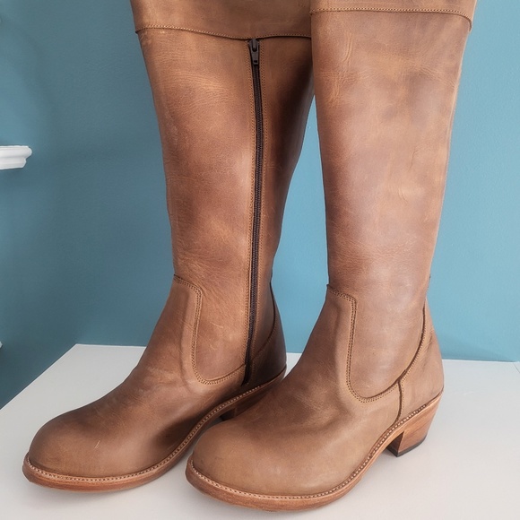 Women's tall boots size 10- Brown leather - Picture 1 of 3